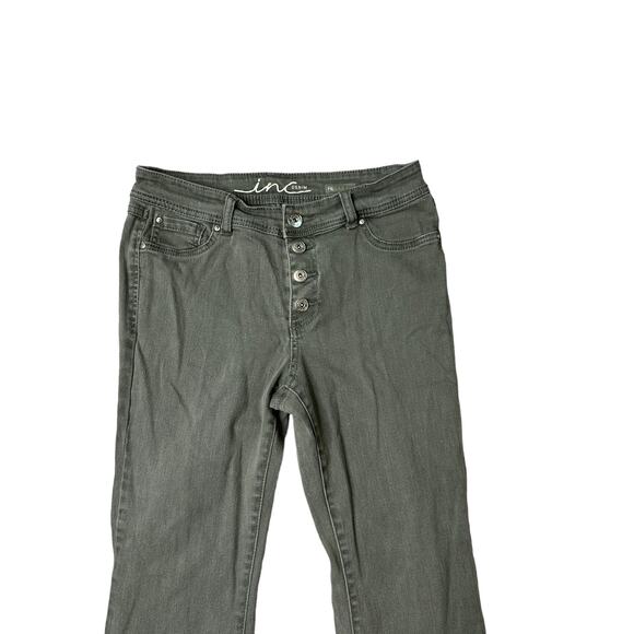 INC International Concepts Denim Green Button Fly Shark Bite Jeans 6 - Picture 3 of 5